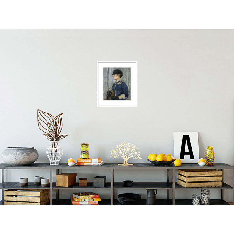 «Jeune femme au chapeau rond» par Édrede Manet, impression giclée sur cadre, H 20,14 po x l 17,75 po