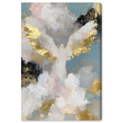 Tableau religieux « Ange dans les nuages » sur toile, par Art Remedy, châssis entoilé, 25 x 38 cm
