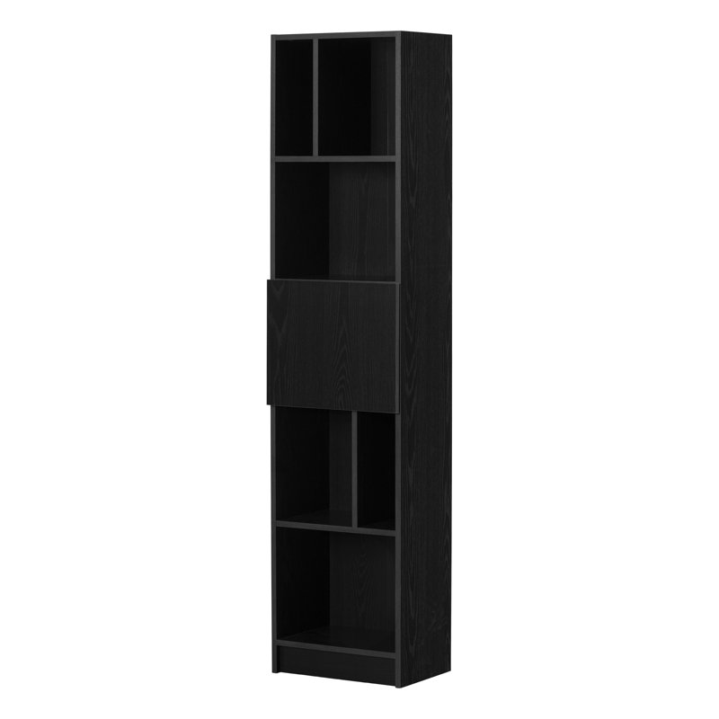 Liora Narrow 5-Shelf Narrow Bookcase, Black Oak