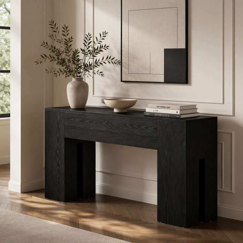 Table de vestibule, console, table de couloir en bois, Noir