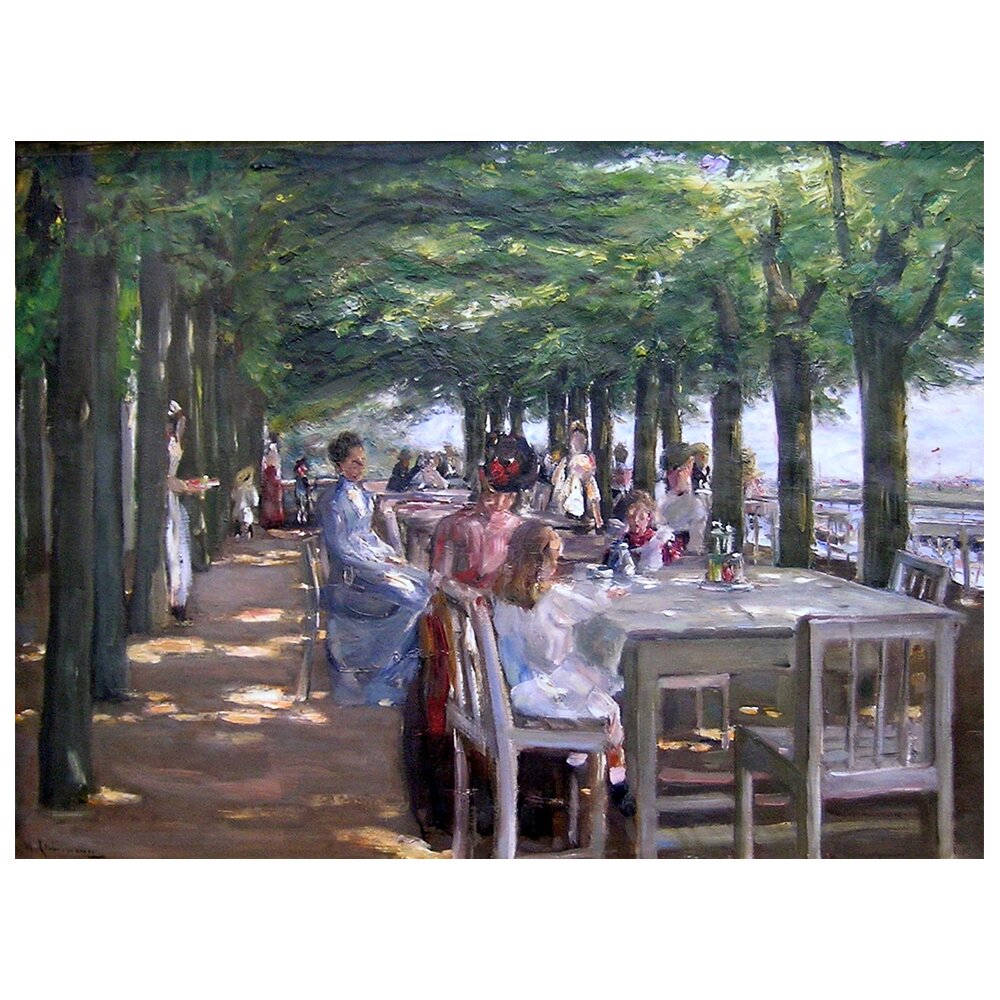 Leinwandbild Die Terrasse des Restaurants Jacob in Nienstedten von Max Liebermann