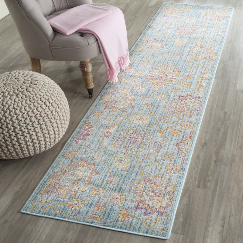 Beausejour Viscose Oriental Rug in Blue/Multi, Runner 2'2" x 7'