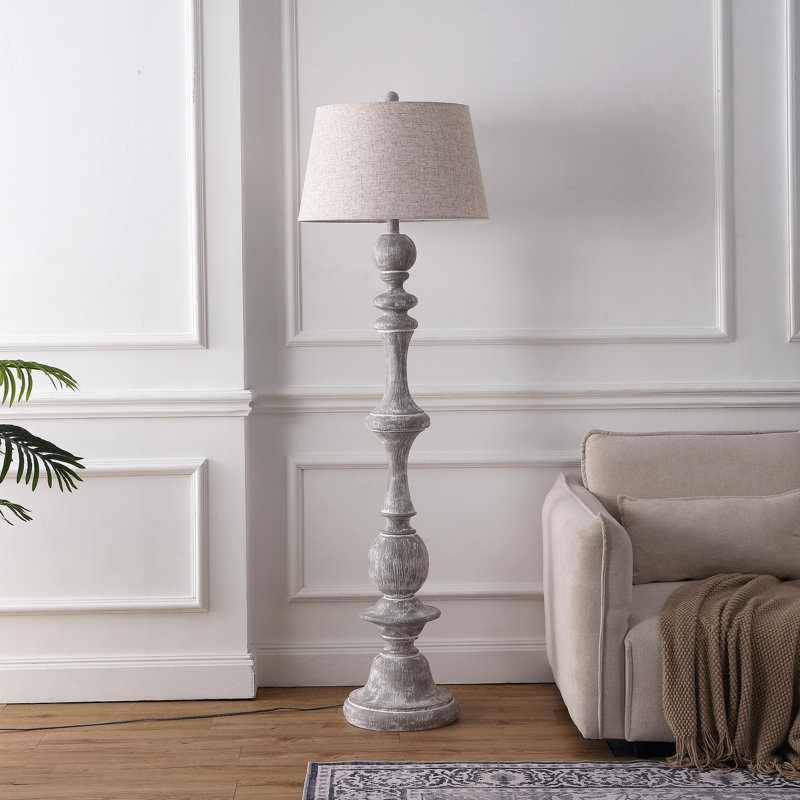 Lampe sur pied à DEL en résine 67 po Capel, Gris délavé