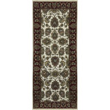 Wool Oriental Area Rug in Ivory/Plum/Dark Green