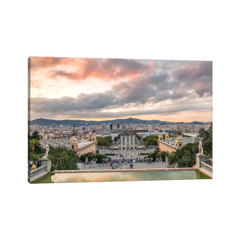 Barcelona At Sunset, Spain by Matteo Colombo - Wrapped Canvas Print, 152.5 cm H x 101.5 cm W
