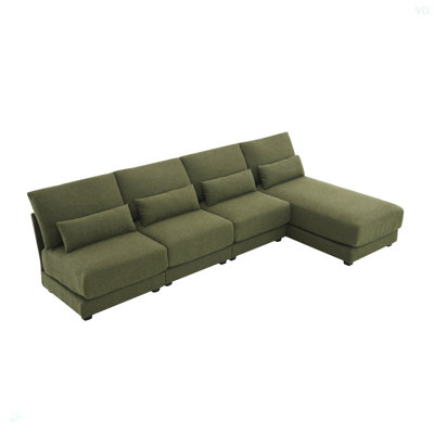 120*61"" Oversized Wide Seat Sectional Sofa With Reversible Chaise,Loop Yarn Fabric 5-Seat Armless Indoor Furniture,Convertible L-Shaped Couch For Livi -  George Oliver, 93708618CAD846EEA4FB0554416AEF9A