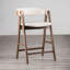 Tabouret de comptoir 2 pièces Mid-Century moderne avec siège rembourré et dossier courbé, finition noyer et beige pour plus de confort et de style