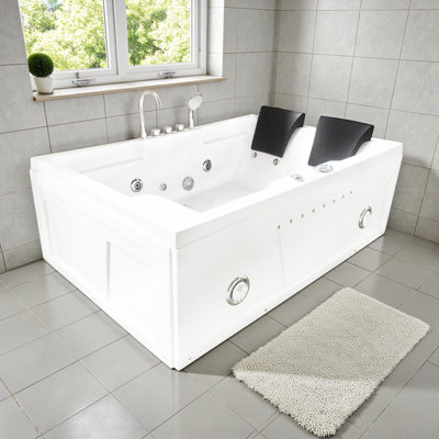 Baignoire tourbillon blanche 2 personnes 71 "x 47,5" avec double pompe et chauffage YELLOWSTONE