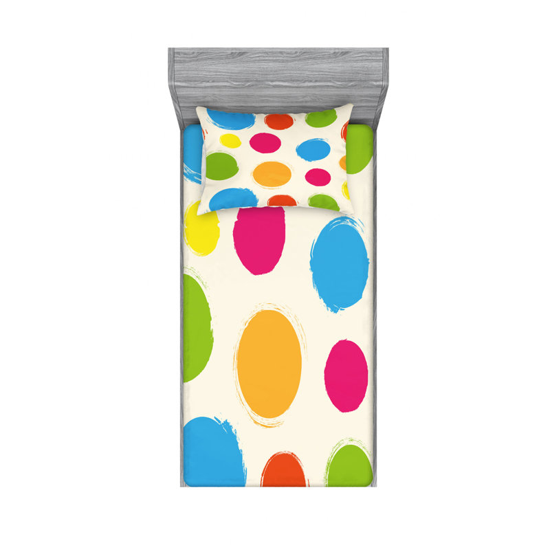 Microfiber Sheet Set, Twin Sheet Set with Fitted Sheet, Disc Polka Dots