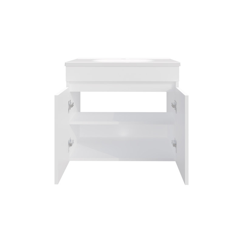 Meuble-lavabo de salle de bain avec lavabo, 2 portes, 2 tablettes (PAS DE ROBINET INCLUS), Blanc