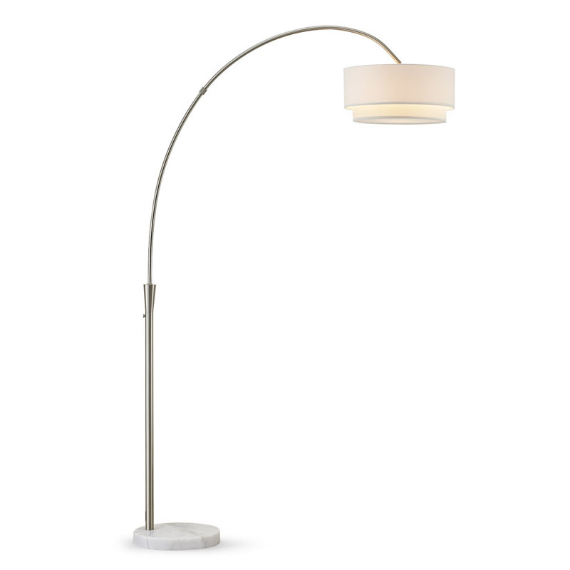 Lampe sur pied arquée 81 po Dina, blanc, Nickel brossé