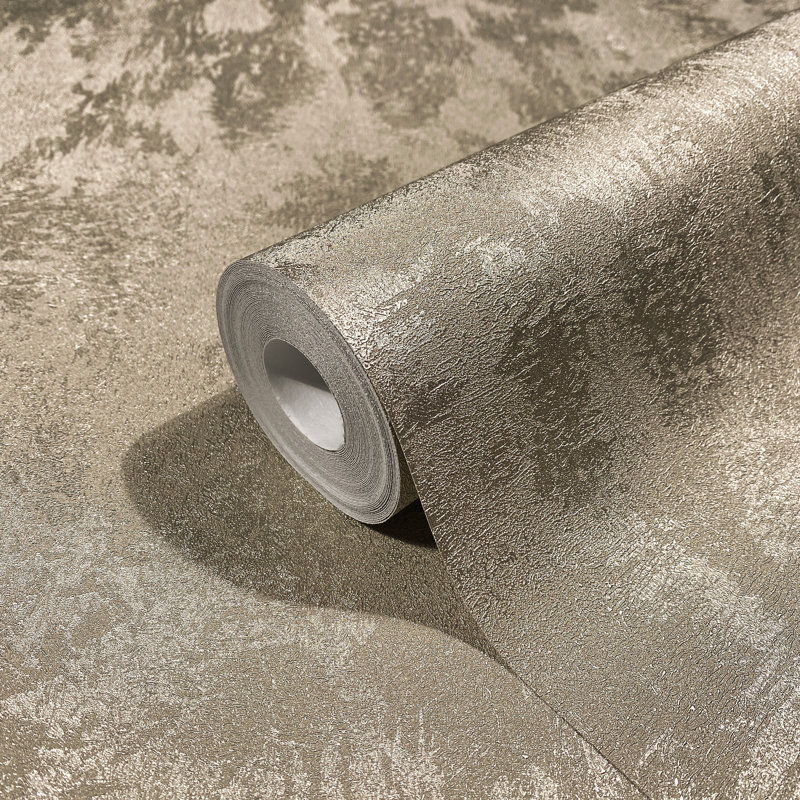 Kavalier Abstract Structure Texture 10.05M X 53Cm Metallic Wallpaper Roll, Platinum