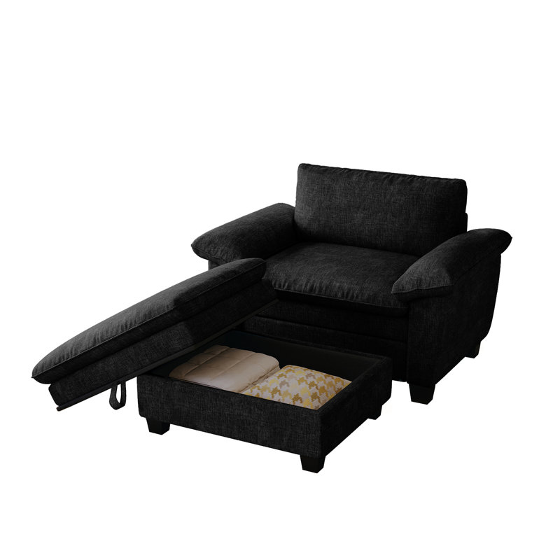 Canapé rembourré de 51 po de largeur, Chenille noir