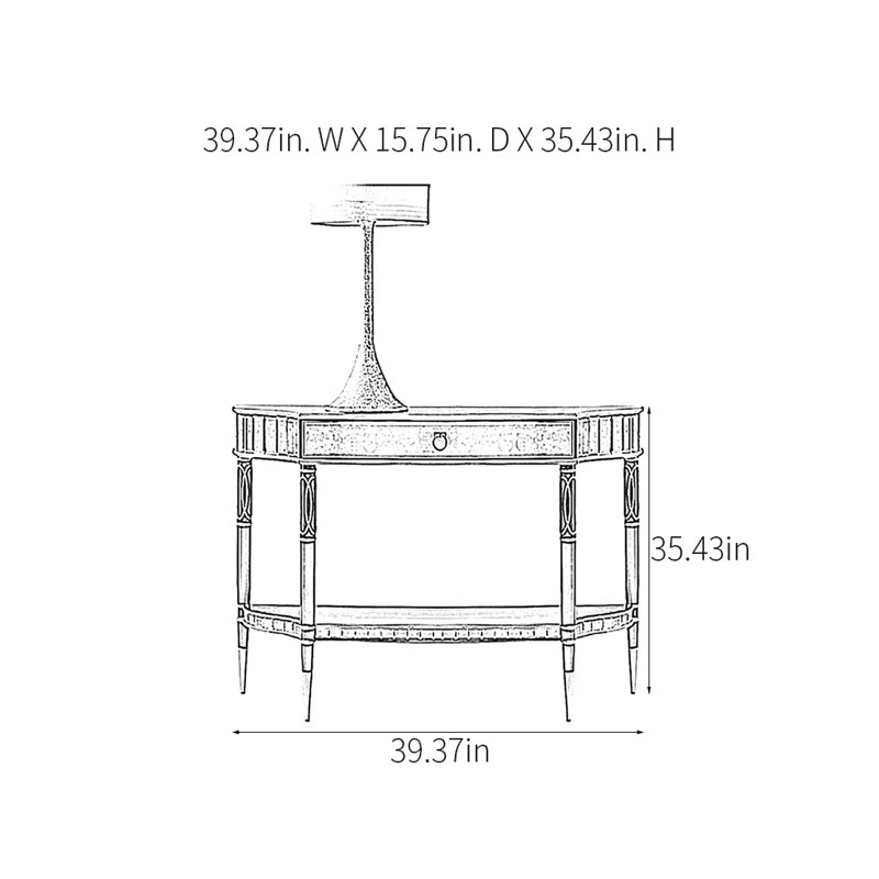 Retro Multifunctional Luxury Console Table, H 35,43 po x l 39,37 po x P 15,75 po