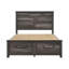 Grand lit plateforme gris, style traditionnel, rangement, bois et bois d'ingénierie, pour endommager les taches