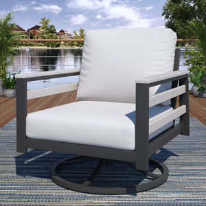 Birch Lane™ Townsend Sunbrella® Metal Swivel Patio Rocking Chair ...