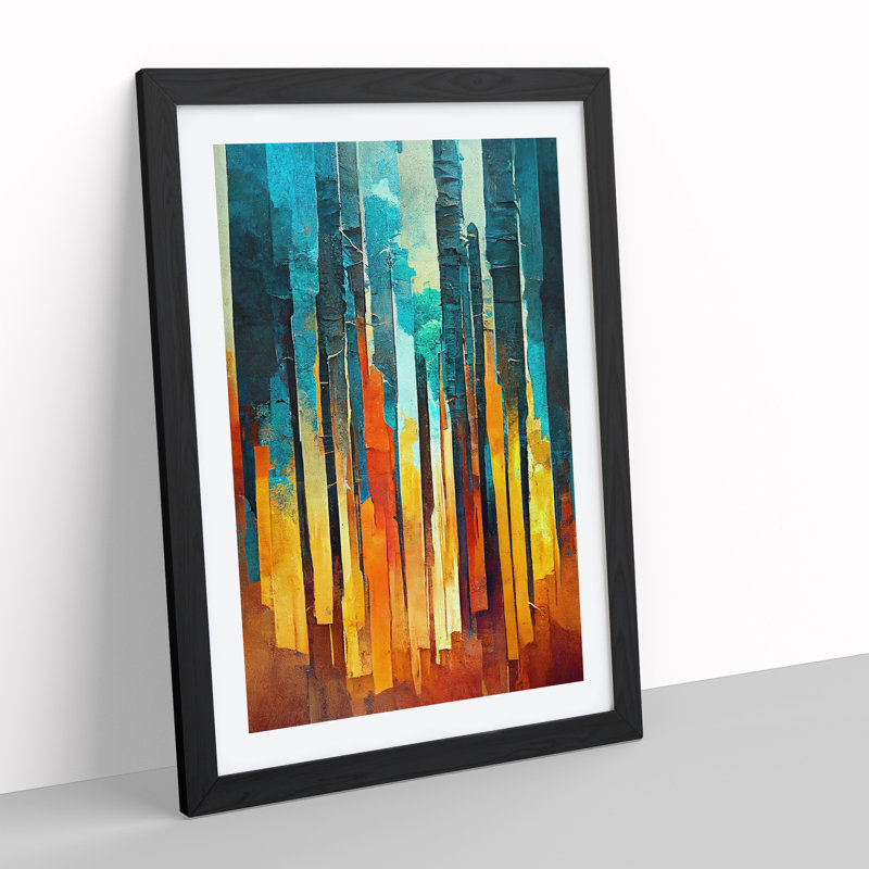 Torn Abstract Forest No.8 - Single Picture Frame Print, Black, 64cm H x 46cm W