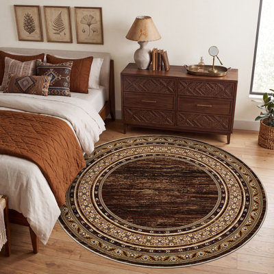 Machine Washable Area Rug with Rubber Backing Low Pile Modern Bordered Foldable Rugs