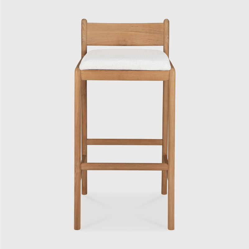 Jack outdoor bar stool - teak - Natural fabric, Off White
