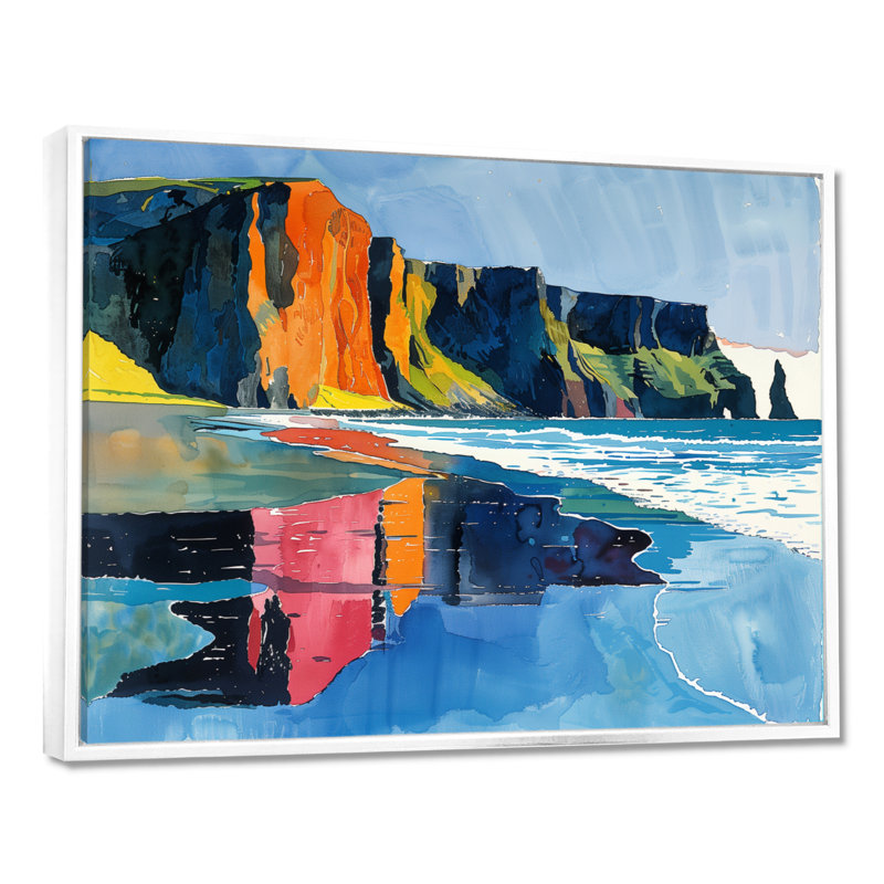 Satterfield - Beach Wall Art Living Room, Toile encadrée flottée blanche, H 34 po x l 44 po x P 1,5 po