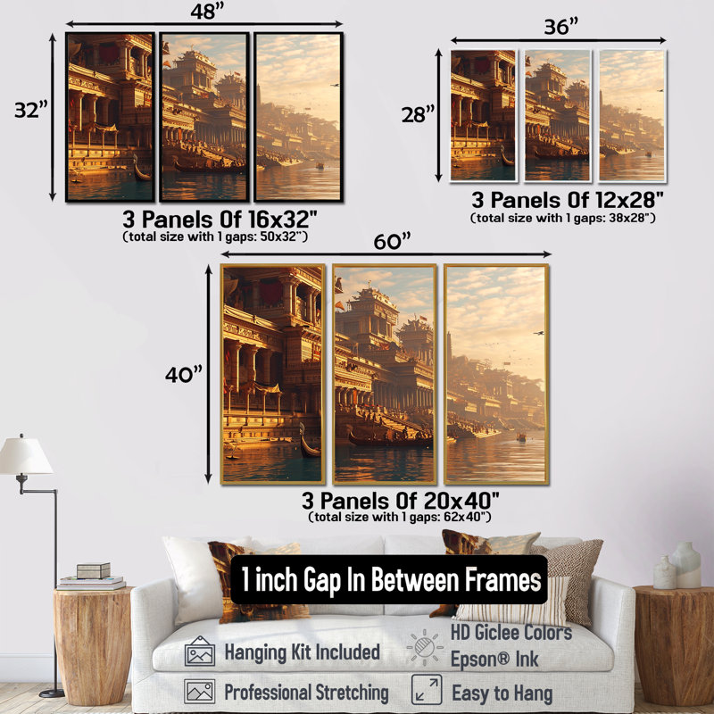 Almudena - City Buildings, ensemble de reproductions d'art mural, Encadrement argenté, H 28 po x l 36 po x P 1 po