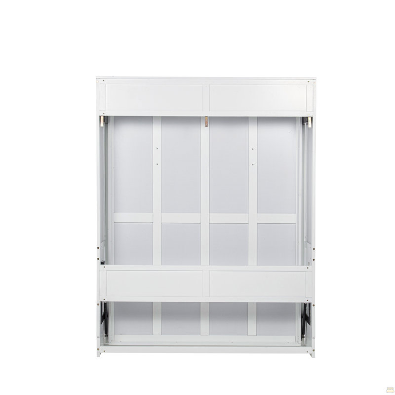 Grand lit escamotable vertical en bois grand format, lit escamotable mural peu encombrant, armoire murale, avec bureau, vérins à gaz