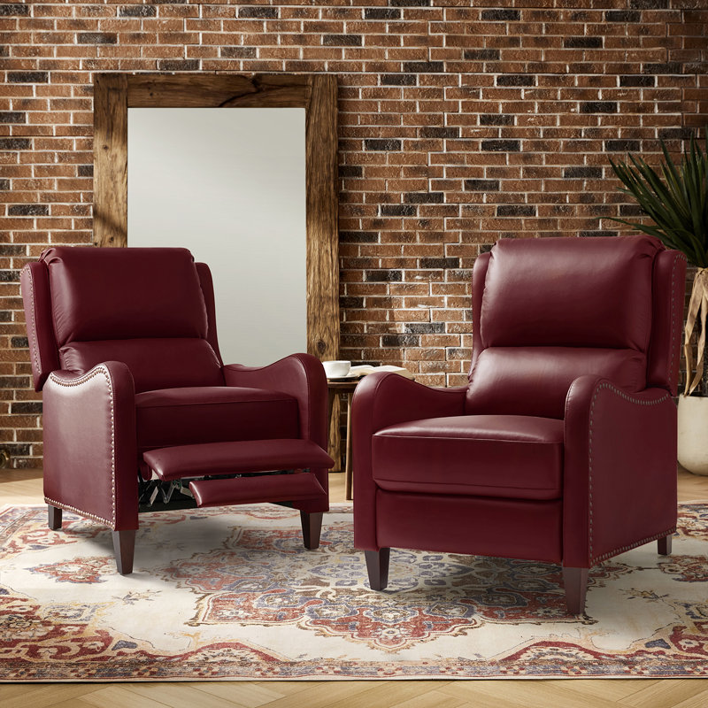 Fauteuil inclinable en cuir Beecher 28,75 po, Cuir pleine fleur bourgogne
