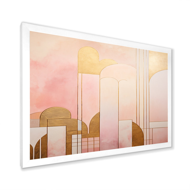 «City of Gold», impression sur toile géométrique, Cadre simple blanc, H 20 po x l 12 po x P 1 po