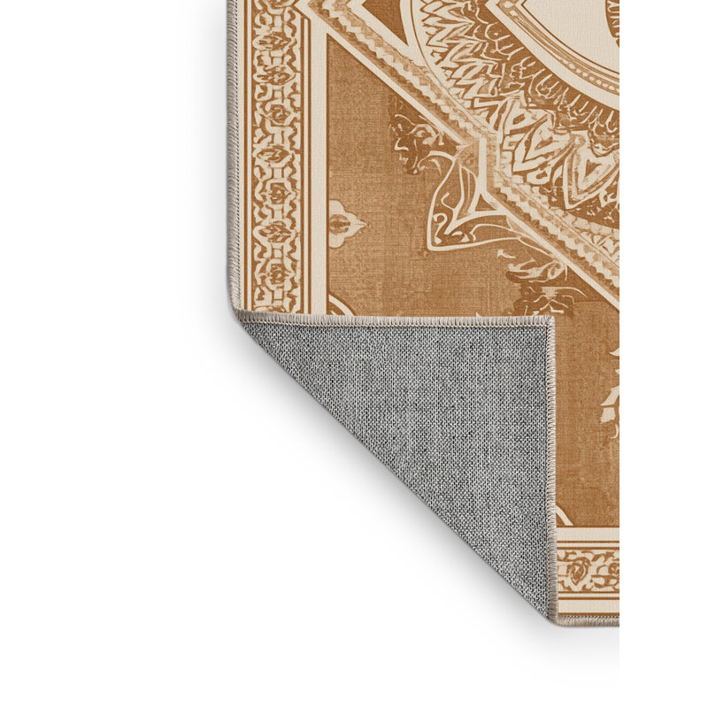 Tapis oriental classique brun / beige lavable à la machine Bartow, 2 x 5