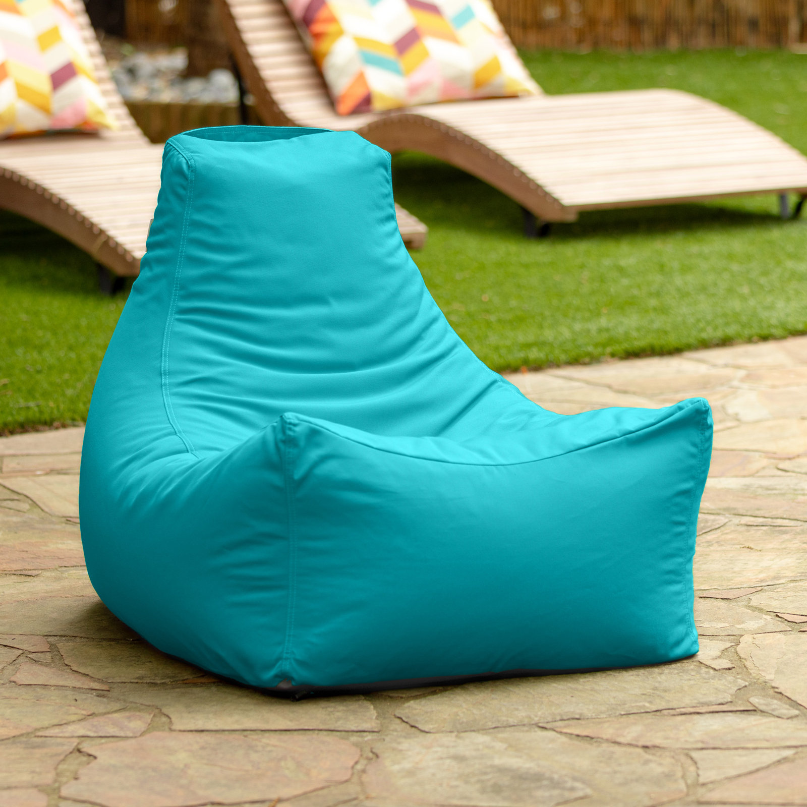 Juniper Outdoor Bean Bag Chair, Cancun Blue Sunbrella®