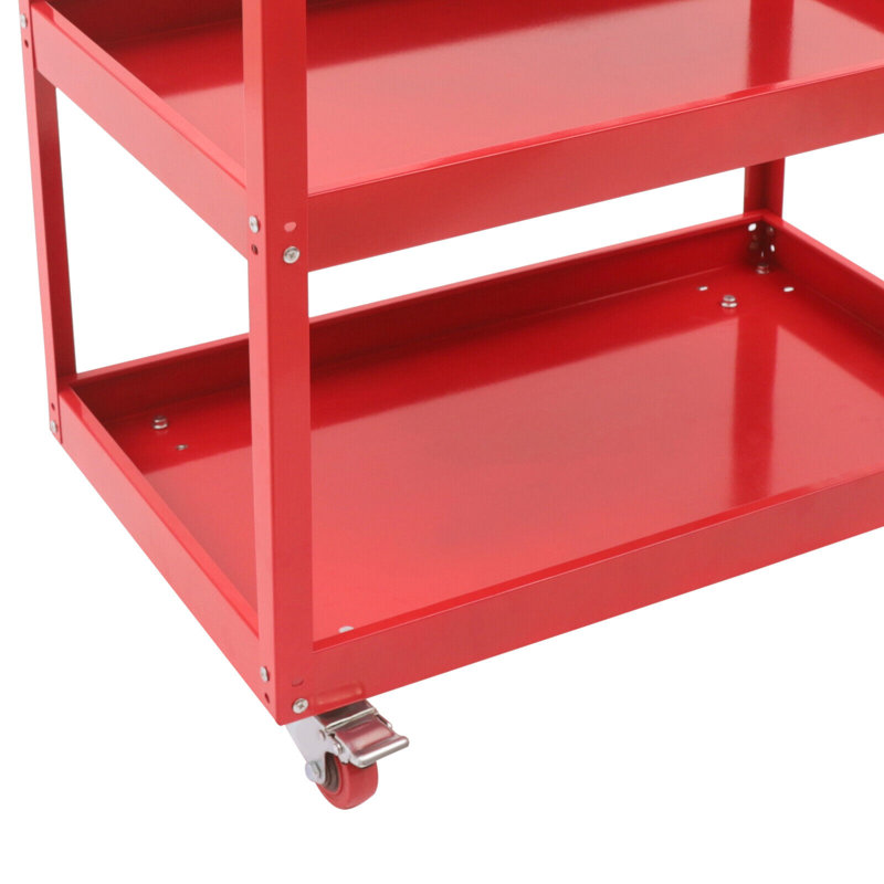 30.5" Heavy Duty Industrial Service Cart 3 Tier Rolling Tool Cart Steel Utility Cart, Red