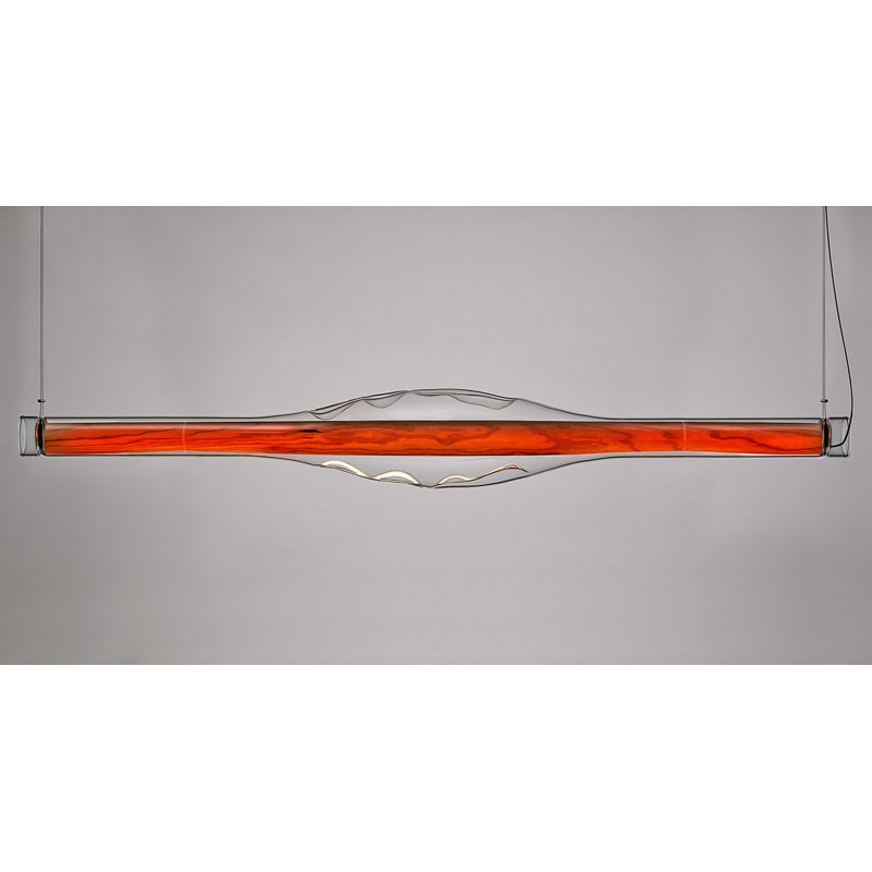 Dune Horizontal Suspension Light - DIMTRIAC LED - Pale Rose Shade, Natural Cherry