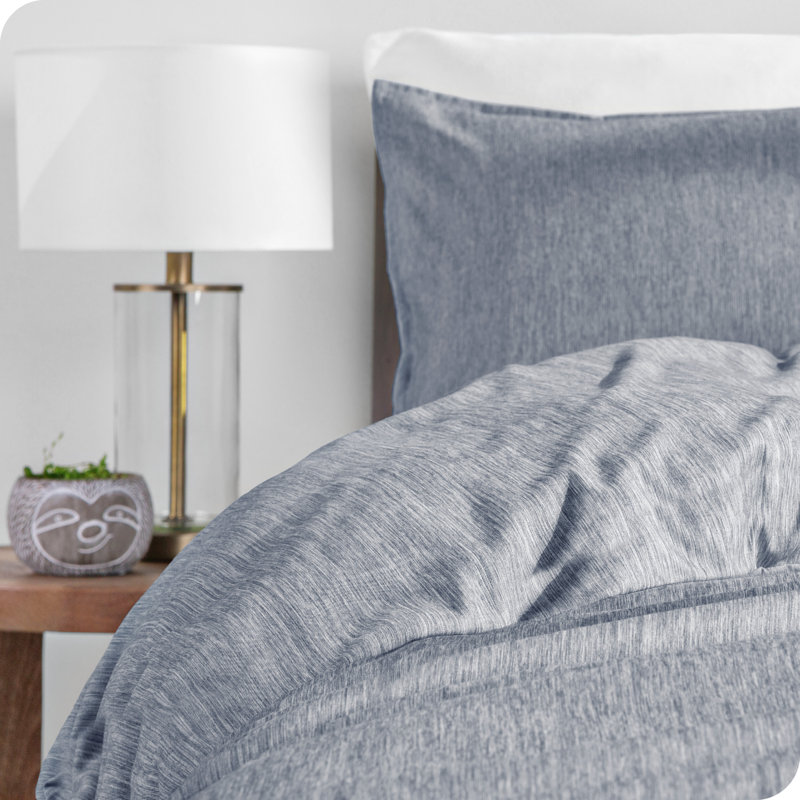 Ensemble de housse de couette et taie décorative en microfibre de qualité supérieure, Bleu chiné