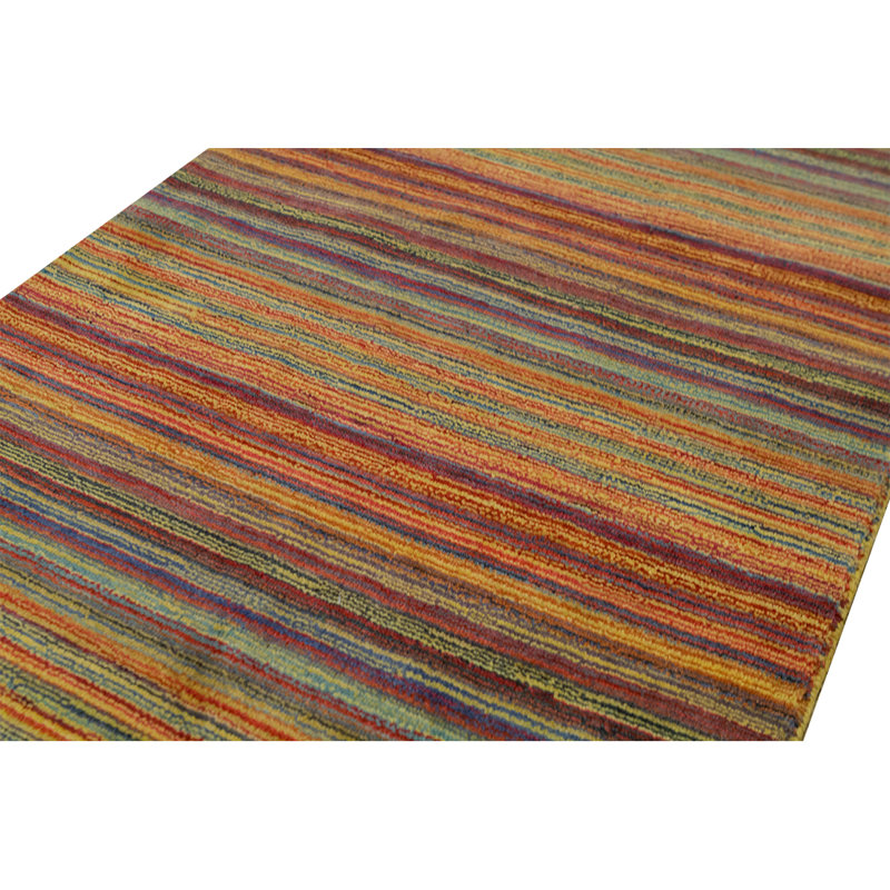 Wool Striped Area Rug, Runner 2'6" x 8'