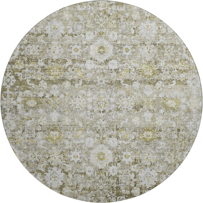 Premium Machine Washable Cerrito Taupe Rug, Round 8'