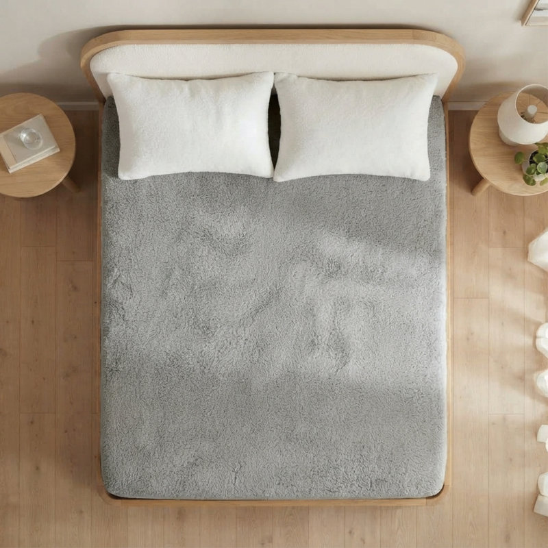 Teddy Fleece Fitted Sheet, Double (4'6), Light Grey