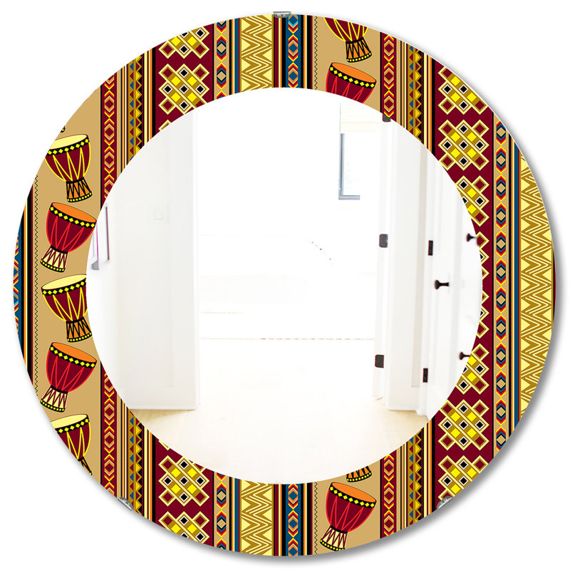 Miroir d'appoint africain, H 31,5 po x l po