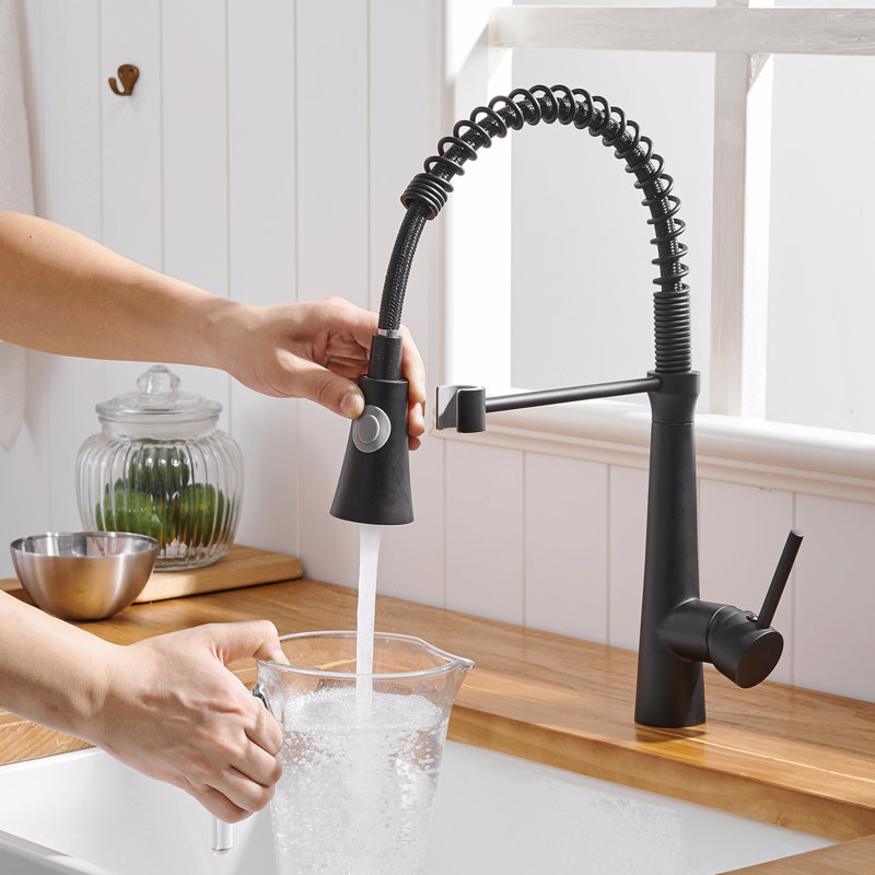 Kitchen Faucet With Pull Down Sprayer, Single Handle Single Lever Kitchen Sink Faucet