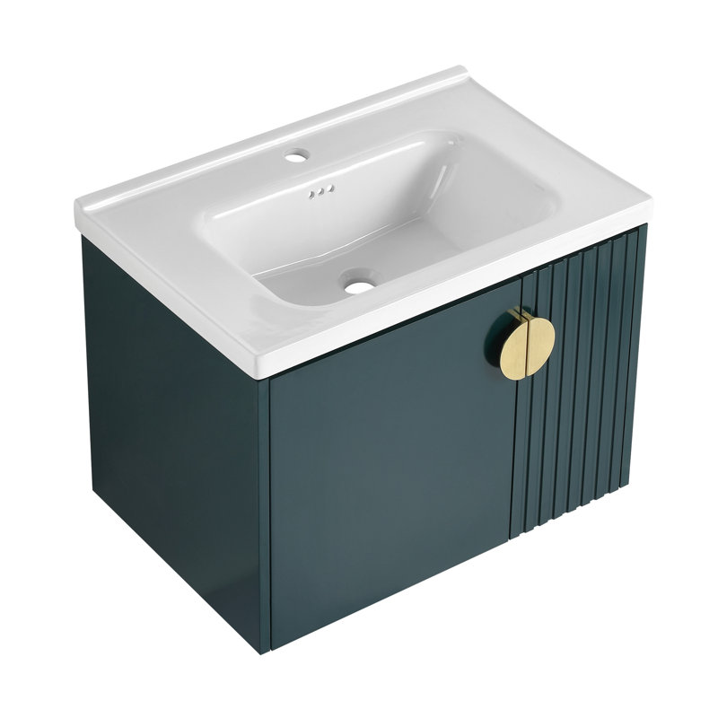 Meuble-lavabo 28 po avec lavabo en céramique, Vert