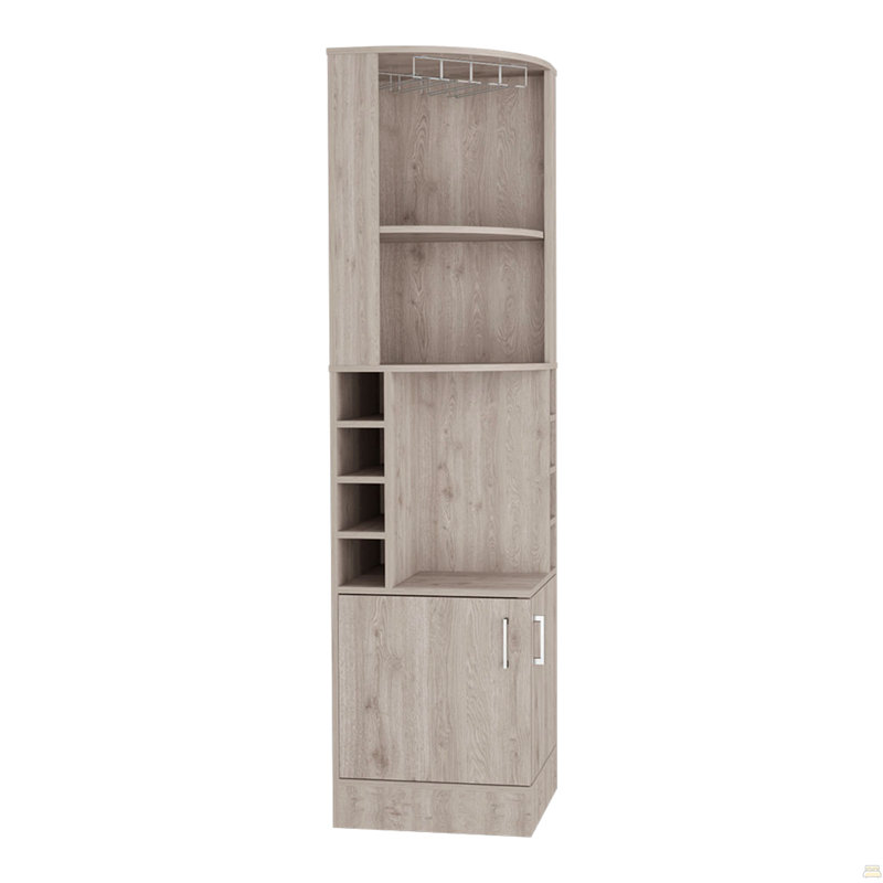 Bar Cabinet Papprika, 8 Wine Cubbies, Double Door, Light Gray