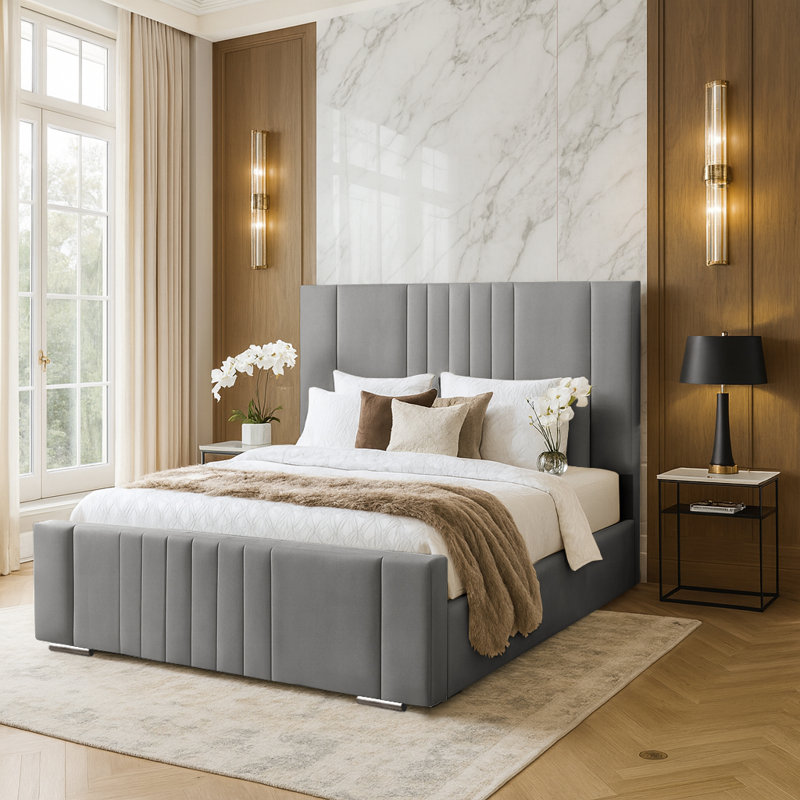 Agaro Upholstered Bed, Super King (6'), Grey