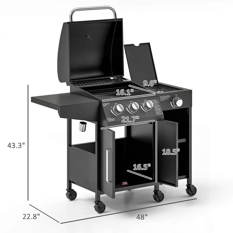 Barbecue au gaz avec brûleur latéral