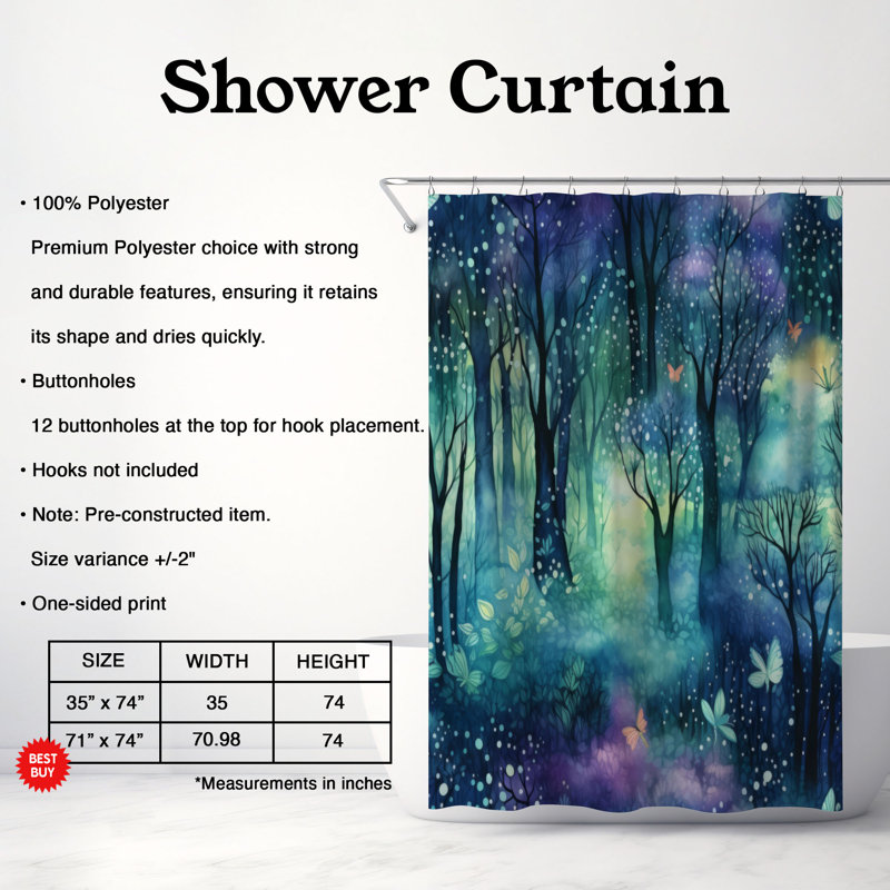 Forest Tranquility - Premium Shower Curtain, 74"H x 71"W