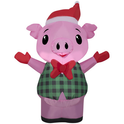 Cochon gonflable de Noël en gilet