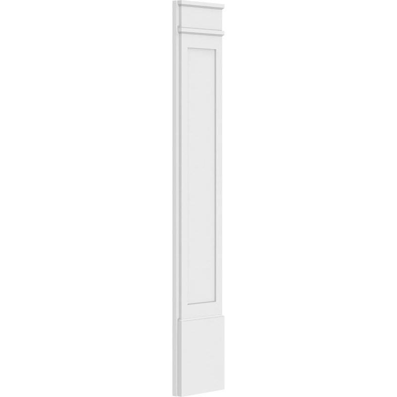 TruCraft Flat Panel Pilaster w/ Decorative Capital & Base, 4"W x 72"H x 2"P Base Can Be Trimmed Up To 6 5/8", Architectural Grade PVC, Sold As Pair