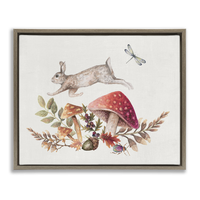 "Rustic Botanicals & Hare", art mural encadré par Janice Gaynor, Cadre flottant orme Montalcino, H 17 po x l 21 po