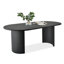 Ensemble de salle à manger 7 pièces moderne avec table à piédestal ovale noire de 79 po et 6 fauteuils sculpturaux à large siège-194498047