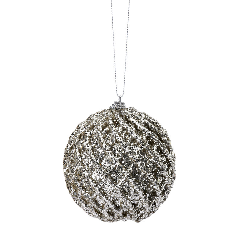 Ornement boule en filet scintillant, Platinum