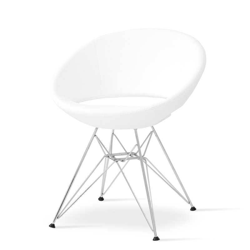 Chaise de salle à manger Crescent Tower, Blanc, Cuirette, Acier blanc