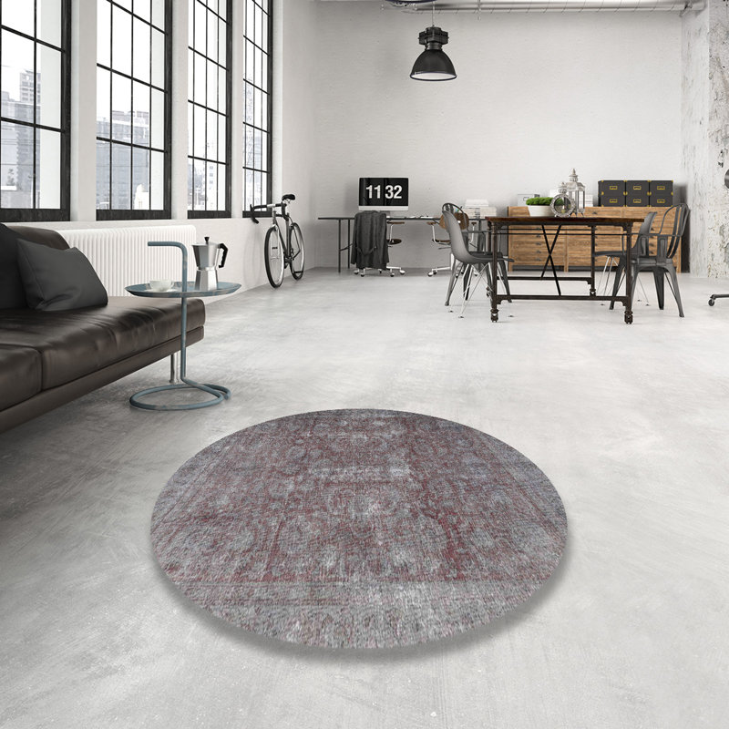 Tapis traditionnel gris / brun Ambudkar, Rond 5 pi